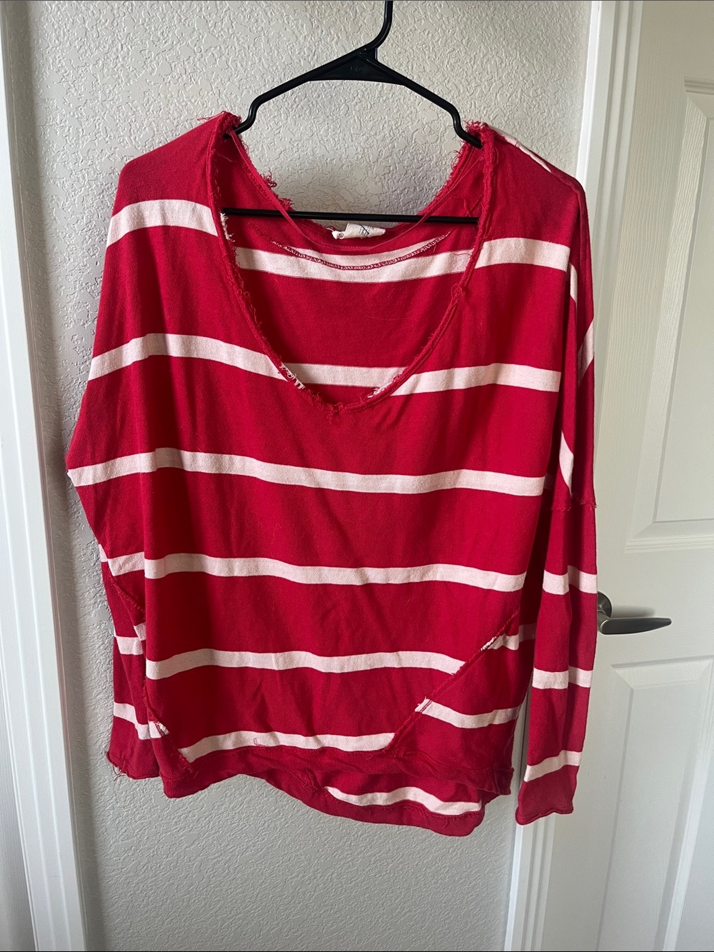We The Free People red striped and creamy white striped sweatshirt top XS